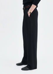 Pleat Front Trouser in Crepe - Black - CO Collections